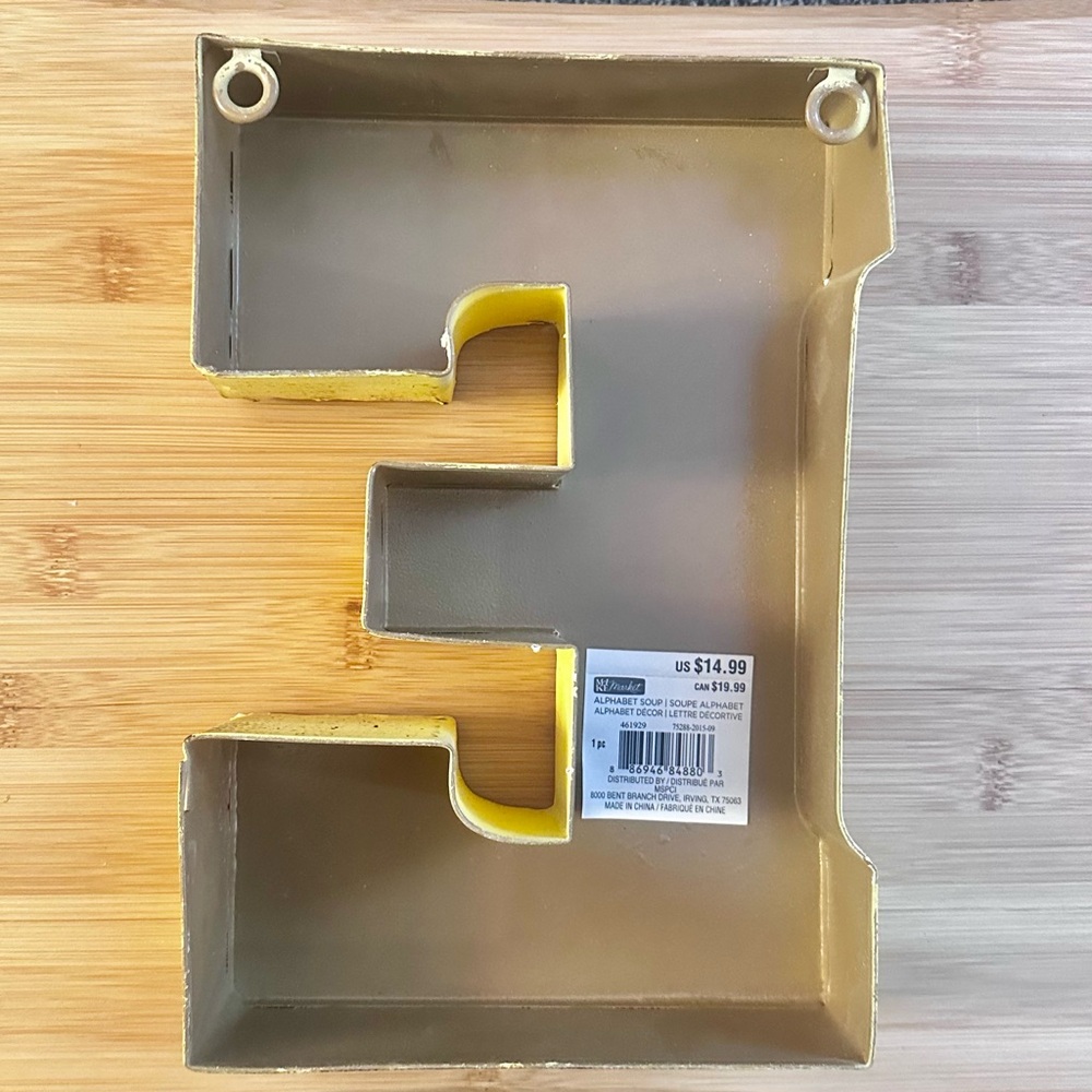 LETTER “E”- Rustic Yellow and White Letter N Wall Decor - Picture 2 of 6